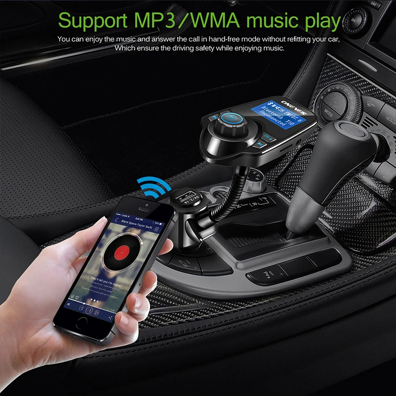 Автомобильный FM модулятор Onever с MP3 плеером Bluetooth ЖК дисплеем и USB зарядкой|fm