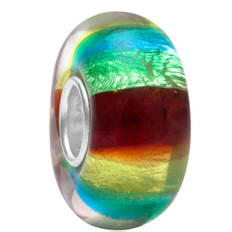 Soulbead европейские стеклянные бусины высшего класса в цветную полоску из серебра