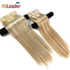 Alileader 56 см синтетический зажим в Наращивание волос жаропрочных парики 16 Зажимы натуральный чёрный; коричневый блондинка Наращивание волос s