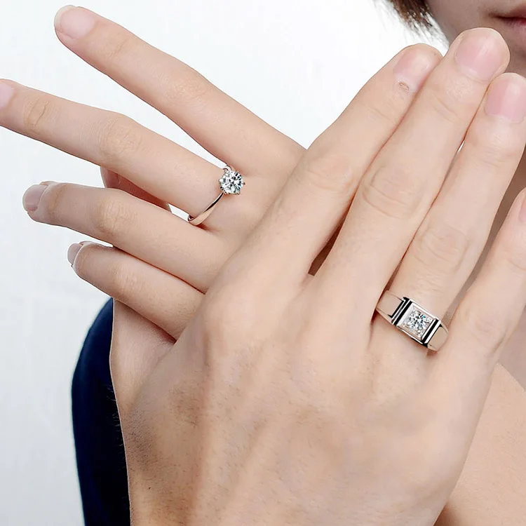Тестовое положительное тестовое 0.5CT 5 0 мм G H Moissanite алмазное мужское кольцо