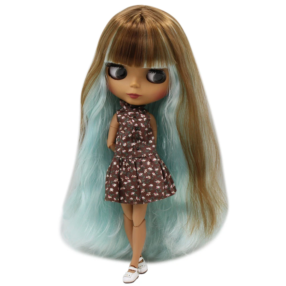 Ледяной DBS Blyth кукольные нет. BL0623/6909 коричневый парик микс из голубые волосы