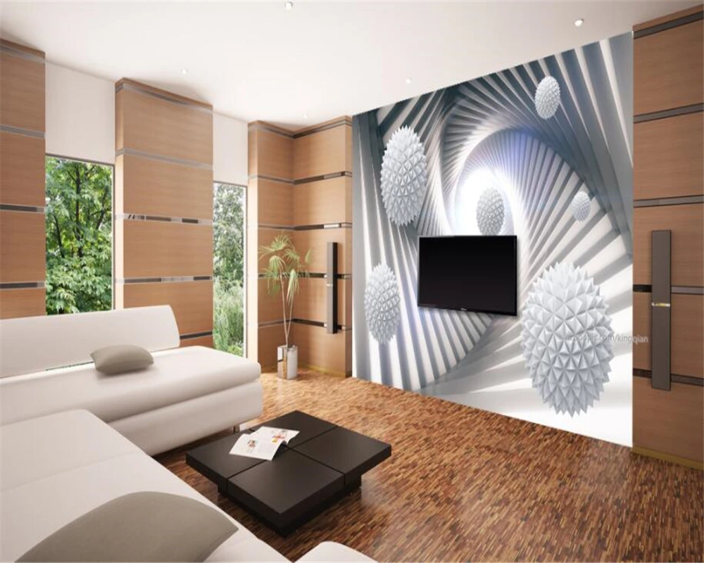 

Beibehang Custom 3D Mural Wallpaper Living Room TV Backdrop Wallpaper Abstract space Polyhedral sphere 3d background wall tapety