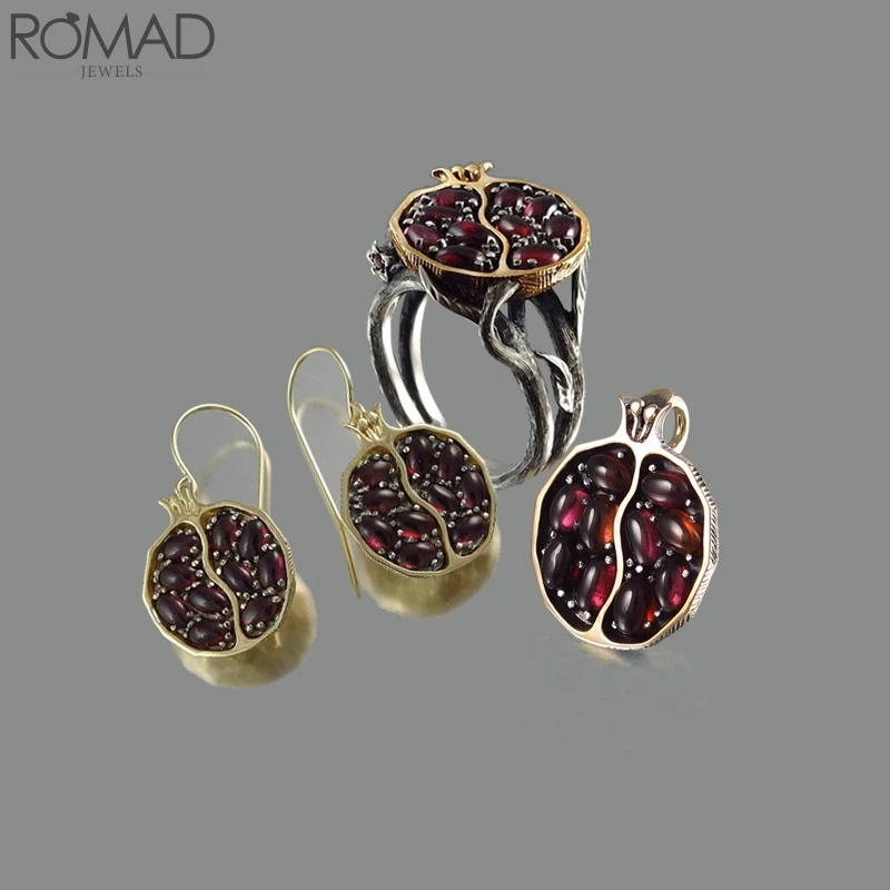 ROMAD Натуральный камень ожерелья для Для женщин Нержавеющая сталь ожерелья «Гранат» каменная подвеска с красным кристаллом Винтаж Свадебные украшения R5