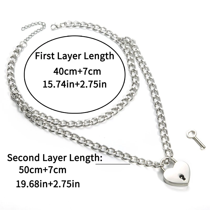 silver Key to My heart lock ожерелье Женская металлическая цепочка с замком ожерелье s шеи воротник пастельные готические ювелирные изделия подарок на день Святого Валентина - Metal Color: silver