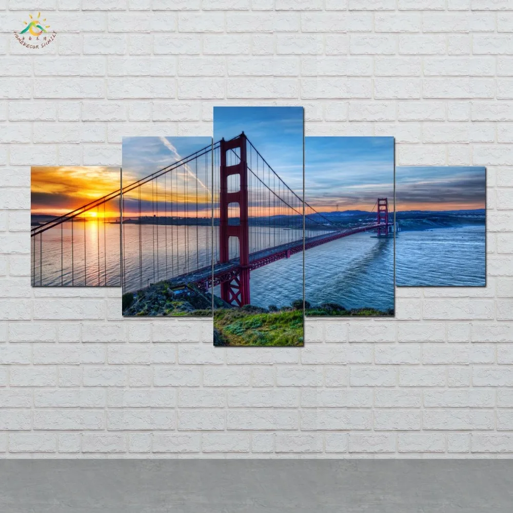Золотые ворота мост Wall Art HD Художественная печать на холсте Картина модульная