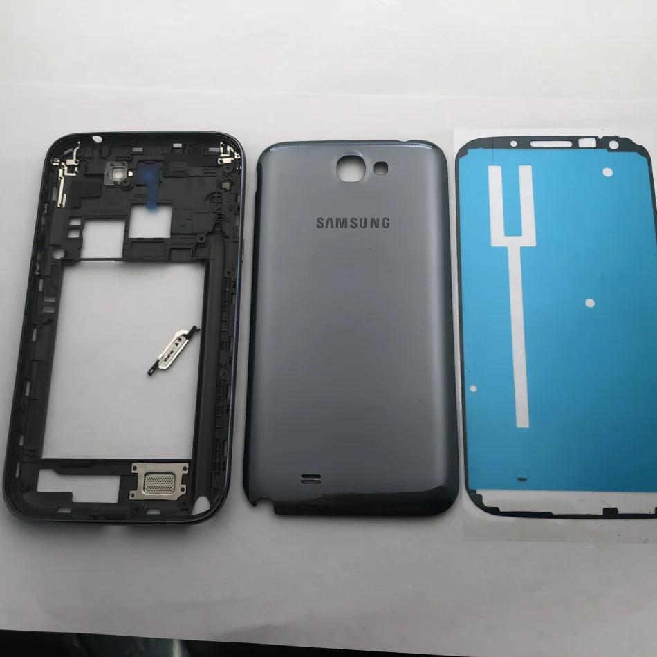 Полный Корпус чехол запасные части для samsung Galaxy Note 2 II N7100 средняя рамка задняя крышка+ Переднее стекло