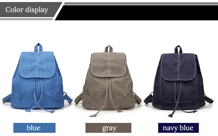 Холст Для женщин рюкзак джинсовая Drawstring школьные рюкзаки для подростков девочек небольшой рюкзак женский рюкзак Mochilas Feminina