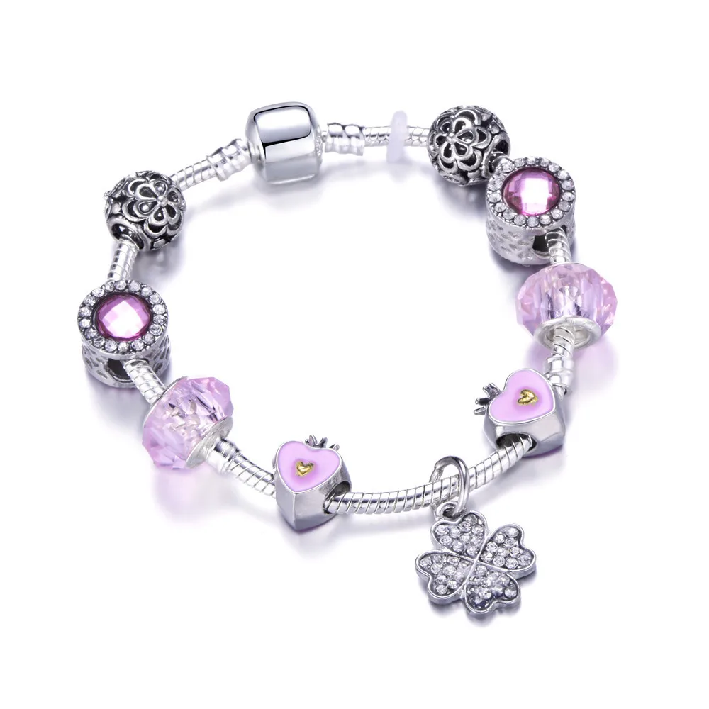 OCTBYNA, звездное небо, серебряная цепочка, очаровательный браслет для женщин, романтичный синий браслет с бусинами, браслет, Брендовое ювелирное изделие, подарок для девочки - Окраска металла: C7