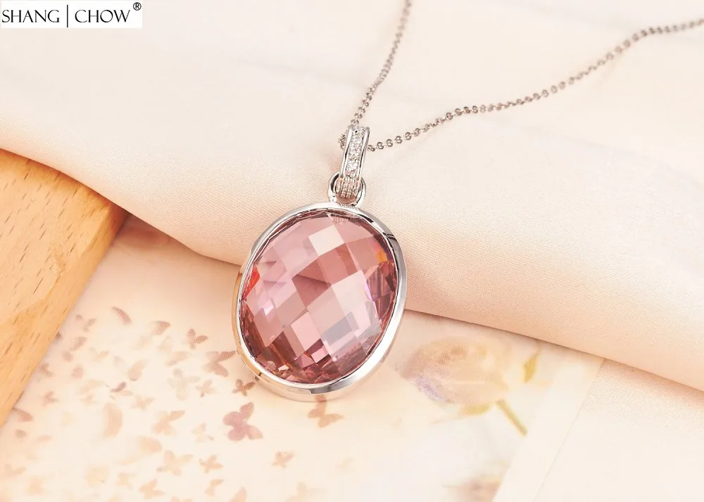 Модные ювелирные изделия Овальный розовый кунцит камень серебро 925 пробы кулон