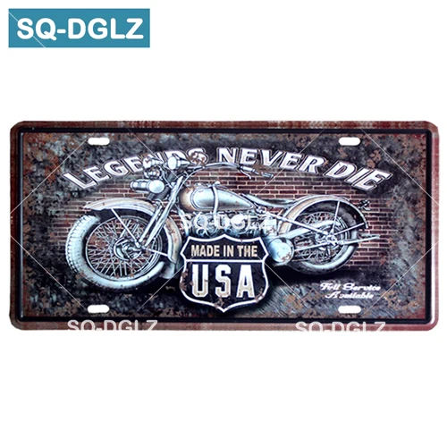 [SQ-DGLZ] США мотоцикл номерной знак бар Настенный декор ROUTE 66 оловянный знак винтажный металлический знак домашний декор живопись таблички плакат - Цвет: 0034