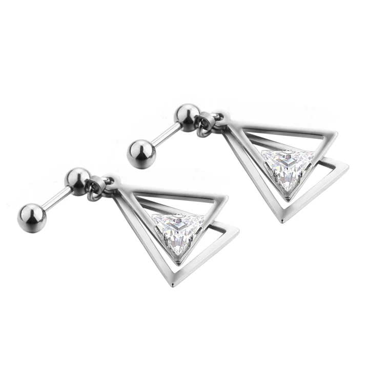 triangle silver1pair Женские модные серьги подвеска треугольная подвеска-кристалл серьги крутые квадратные круглые украшения для ушного пирсинга - Окраска металла: triangle silver1pair
