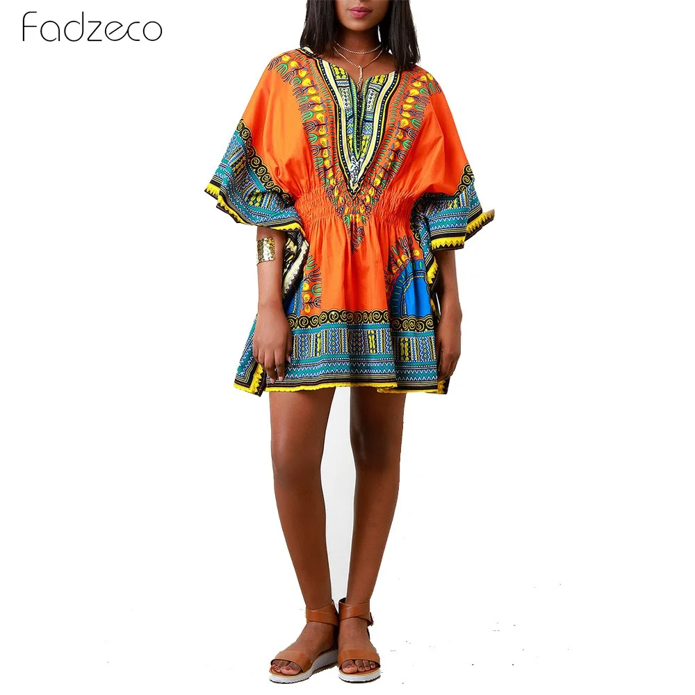 Fadzeco-женское платье с цветочным принтом в африканском стиле мини-платье и