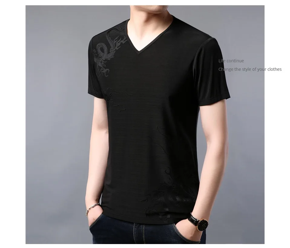 COODRONY Футболка мужская летняя крутая футболка с коротким рукавом Homme уличная модная дизайнерская Повседневная футболка с v-образным вырезом для мужчин S95070