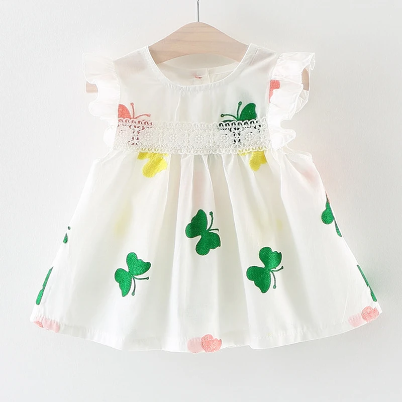 Южная Корейская версия из Детская одежда Цвет вышивкой Хлопковое платье Лето 2018