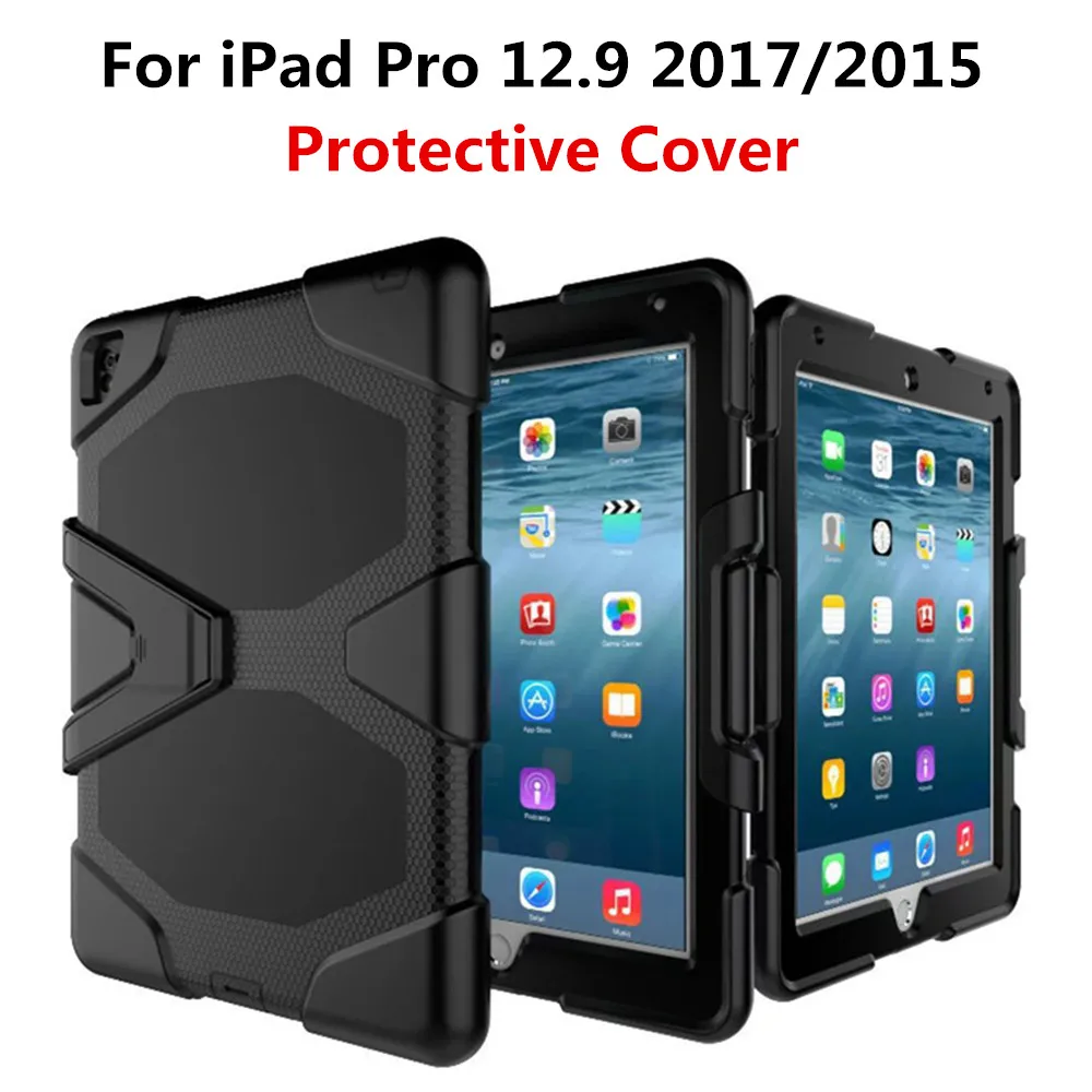 

NTSPACE Tablet Case For Apple iPad Pro 12.9 inch 2017 2015 Heavy Duty Kickstand Holder Cover Full Body Shockproof Armor Case
