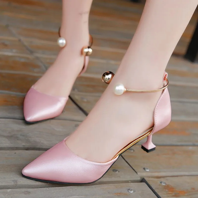 

2018Woman Sexy Pointed Toe Stiletto Low Heels Pumps Ladies Lolita Bridal Party Wedding Dress Shoes Women Black Pink Office Shoes