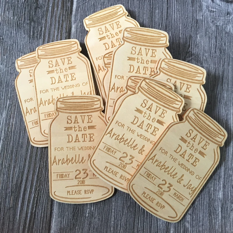 Деревянные магнитные бирки сохранить дату Свадебное приглашение с