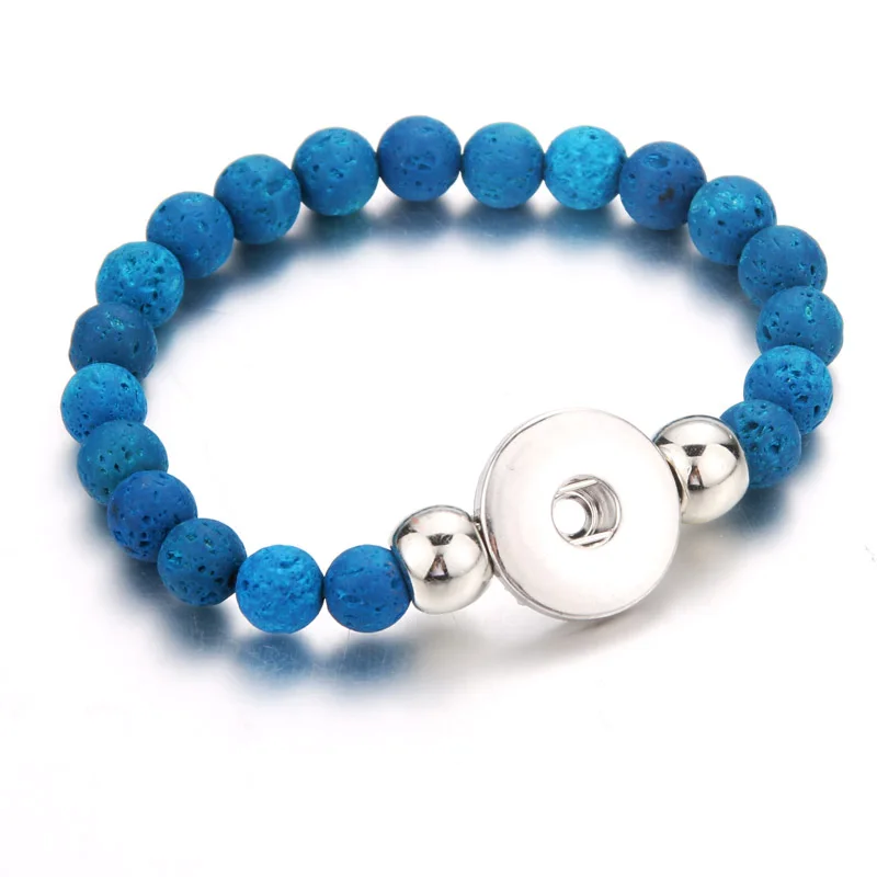 Женский эластичный браслет из вулканического камня 6 цветов 18 мм 5056|Браслеты с