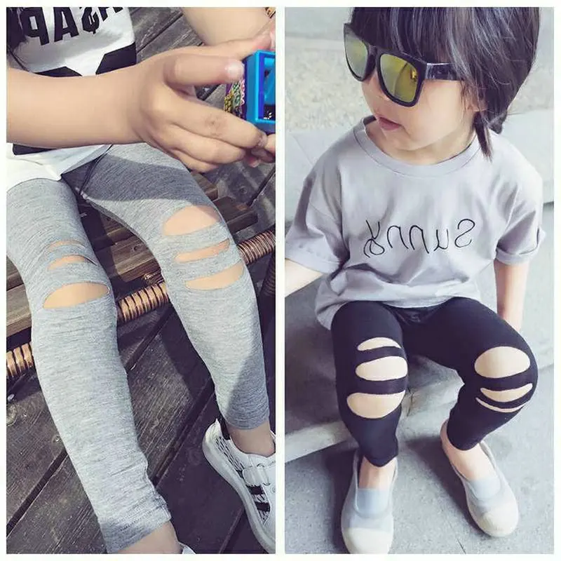 

2020 new new spring autumn Girls Kids Baby Girl Kids hole pants leggings