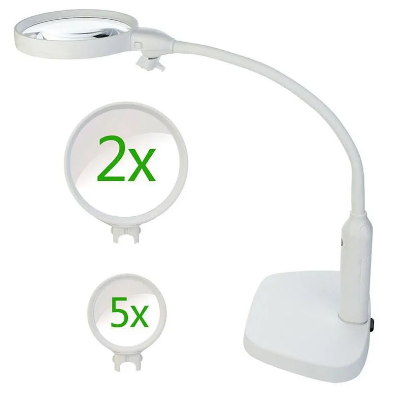 Настольная лампа увеличительное стекло Сменные линзы 2X 5X USB Светодиодная