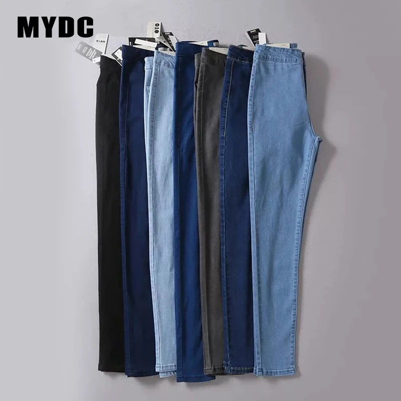 MYDC Высокая талия винтажные Длинные обтягивающие однотонные узкие джинсовые