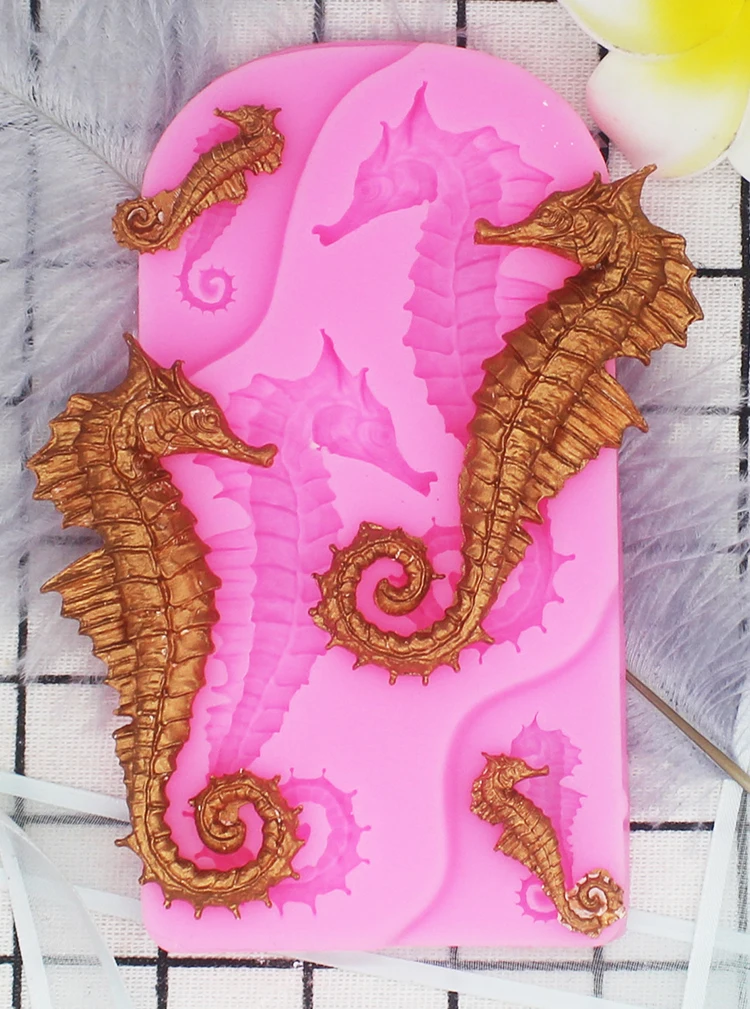 Морская лошадь силиконовая форма шоколадная кружевная декоративная для торта
