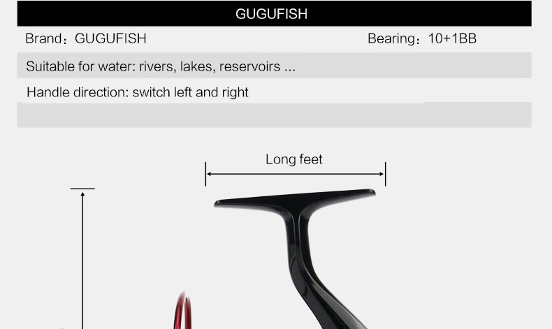 GUGUFISH 10+ 1BB Высококачественная алюминиевая катушка с принтом, спиннинговая Катушка влево/вправо, серия 1000-7000 для морской/пресной воды
