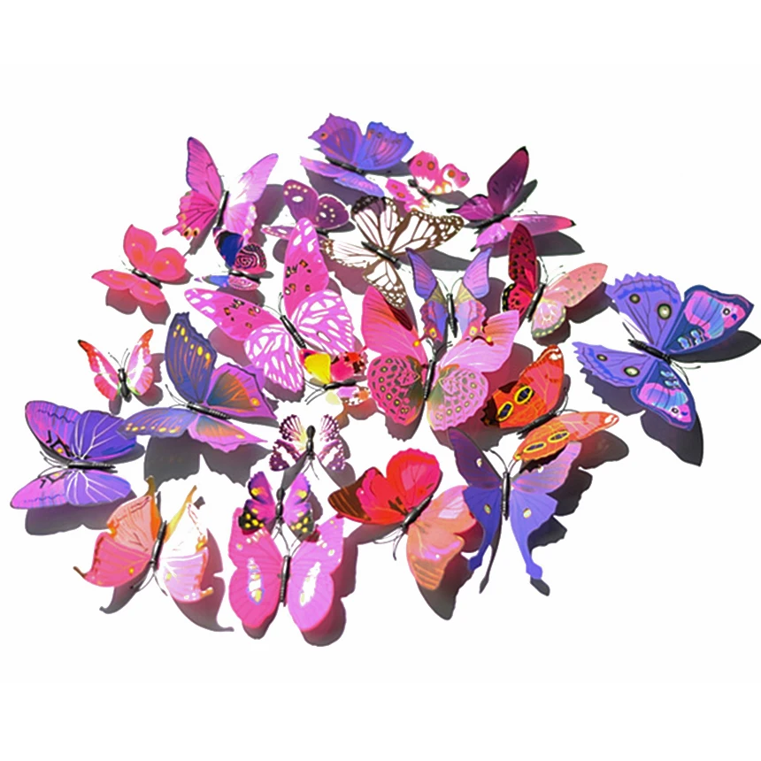 

(Clearance Sale) 12 Pcs/lot 3D Wall Stickers Butterfly Fridge Magnet PVC Stickers for Home Decoration DIY wall sticker Random