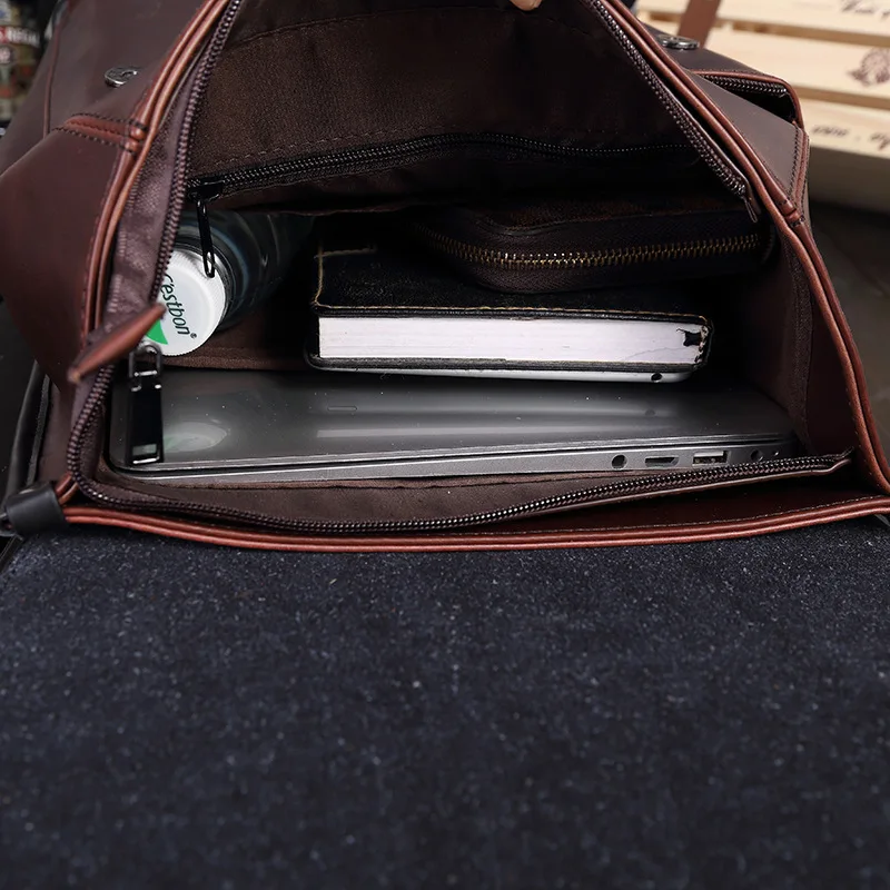 Мужской Дорожный рюкзак вместительный кожаный ранец для студентов с отделением