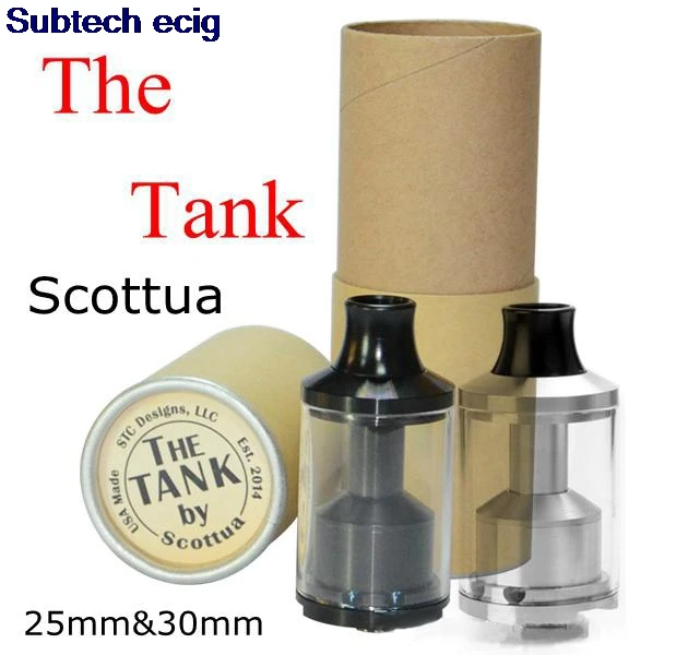 

Vape Scottua RTA Tank 10ml 4ml Glass Tube Black SS 30mm Scottua the Tank Electronic Cigarette Atomizer Atomizer vape pen