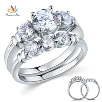 peacock star round cut 2 pcs solid sterling 925 silver promise engagement ring set wedding gift jewelry cfr8066