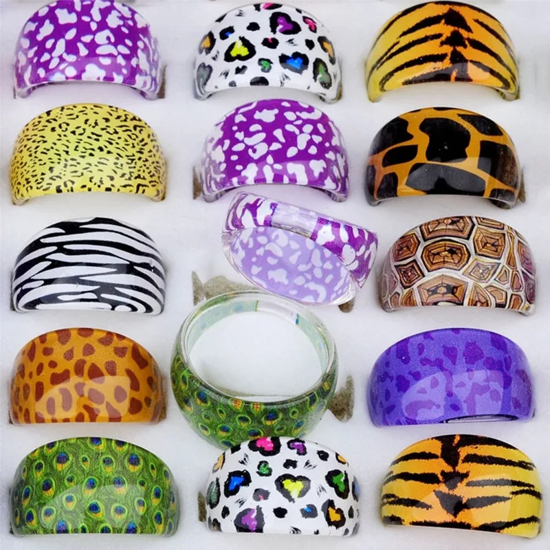 Wholesale Mixed 10Pcs/Lot Vintage Advance Resin Finger Rings for Women and Men - Unisex Fashion Charm Jewelry Gifts image 2