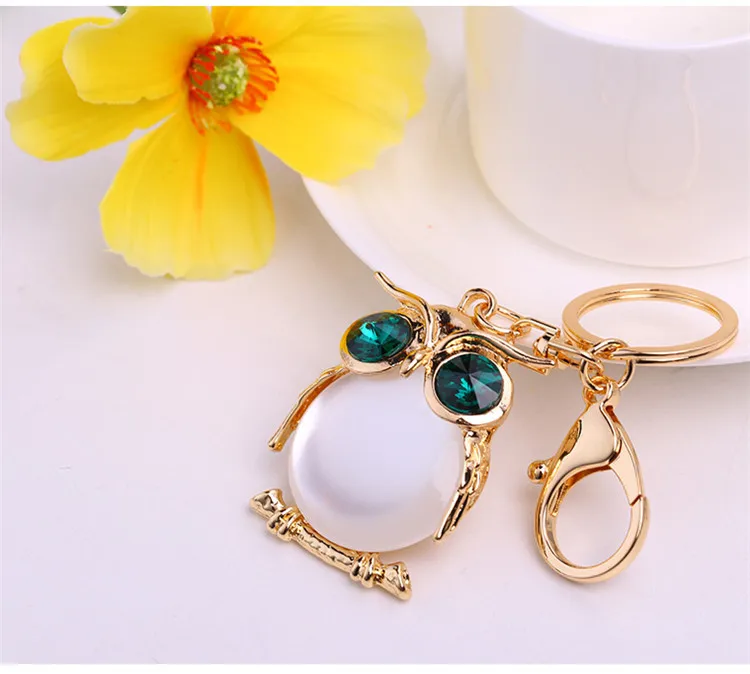 4x5.5CM cat eyes Owl key chains rhinestone chain handmade high quality Purse Handbag Car Key Keyring Keychain | Украшения и
