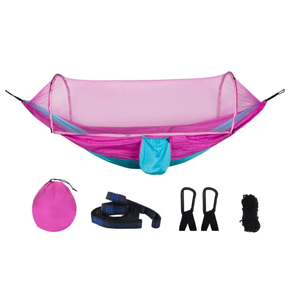 sky blue pink OEM шаблон полностью автоматический быстро открытый портативный Парашют Нейлон Открытый Москитная сетка Кемпинг Пешие прогулки гамак - Цвет: sky blue pink