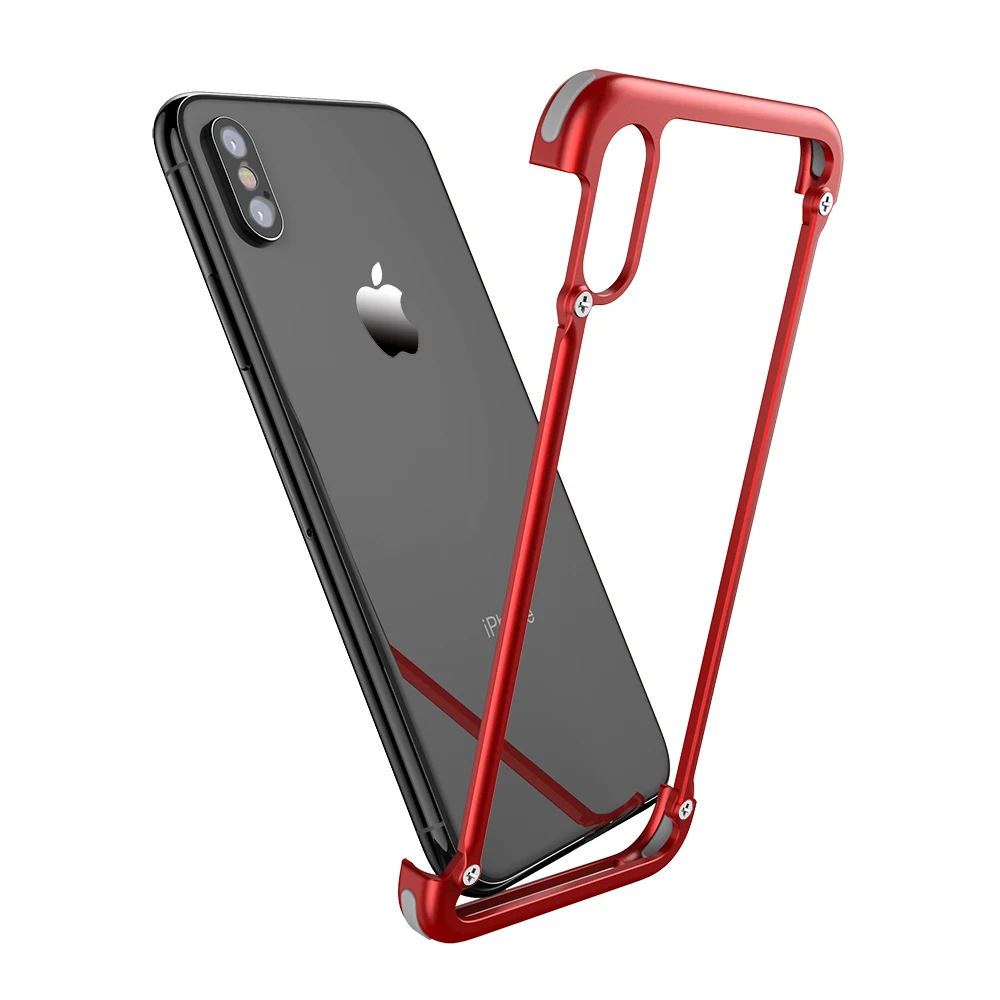 Роскошный металлический защитный чехол с подушкой безопасности для IPhone X 7 8 Plus, тонкий металлический чехол с подушкой безопасности для телефона - Цвет: Red