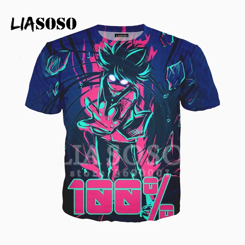 LIASOSO 3D Print Men Women Anime Mob Psycho 100 Mobu Saiko Hyaku Tshirt Summer T-shirt Casual Hip Hop Streetwear X2479