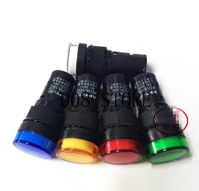 2pcs Pilot Lamp AD16-16C AC/DC 24V 12V 110V AC220V LED Power Indicator light 16mm Signal Panel Mount | Обустройство дома
