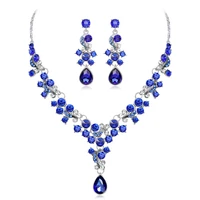 farlena multicolor water drop crystal necklace earrings for women wedding accessory fashion rhinestones bridal jewelry sets