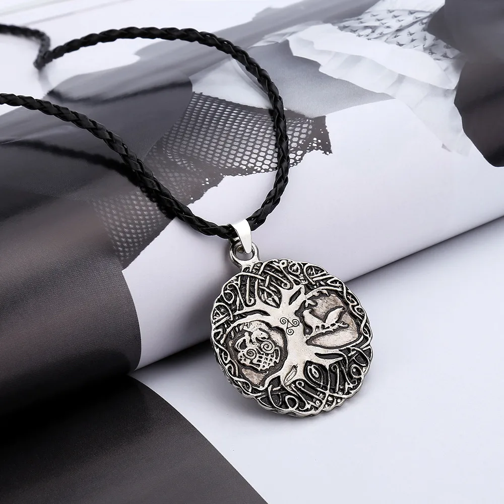 1 шт унисекс черный кожаный шнур веревка цепь Подвески Норс Викинги амулет с