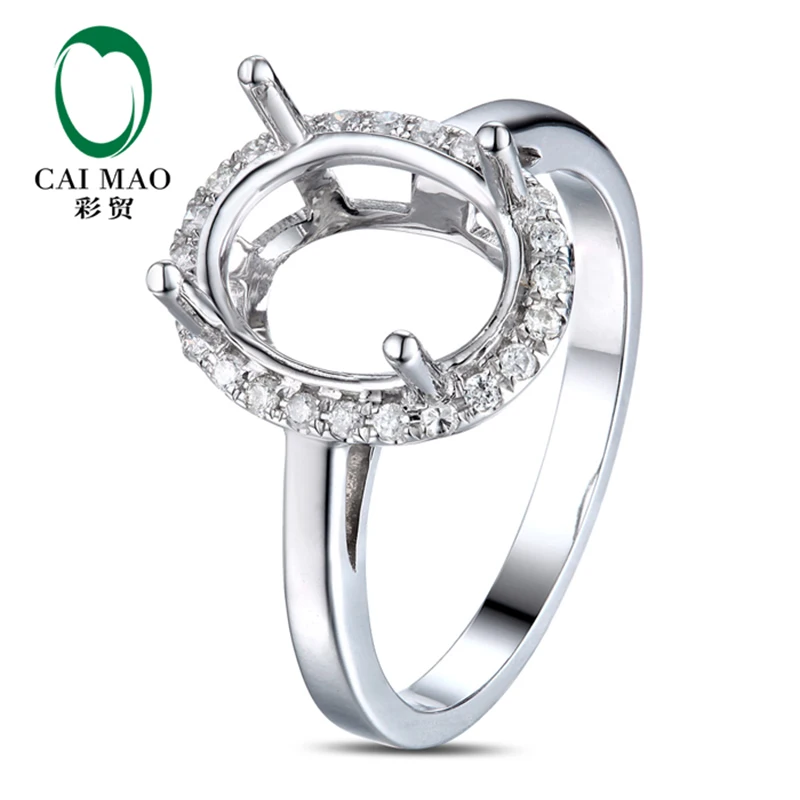 CaiMao овальной огранки 8x10 мм Semi Mount кольцо настройки 0.18ct Halo АЛМАЗ 14k белое золото ювелирные изделия