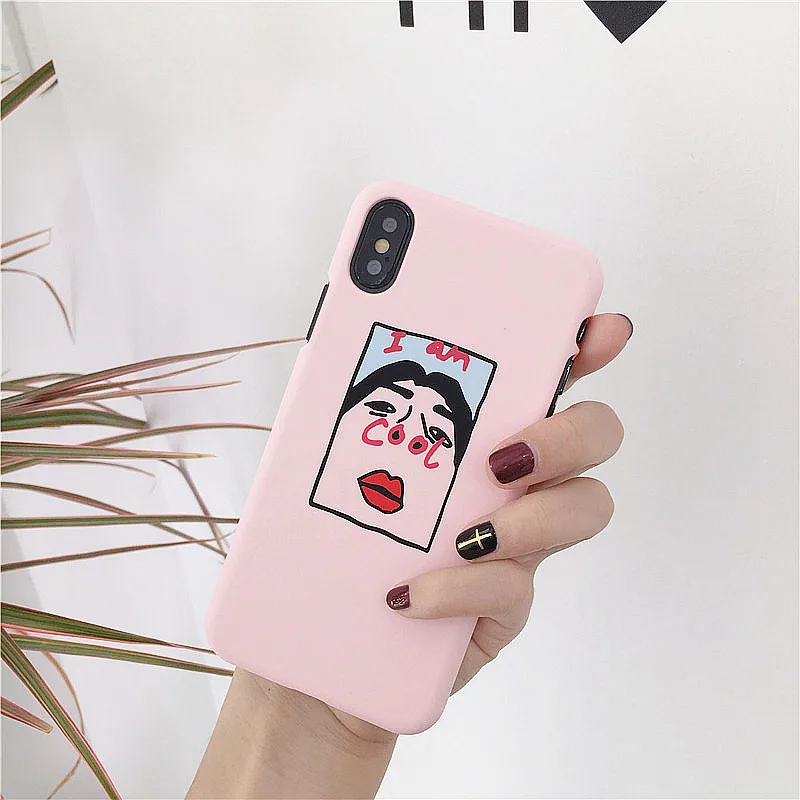 Корейский Забавный чехол для телефона iPhone 6 Puls 6S 7 8 Plus X XS жесткий матовый задней