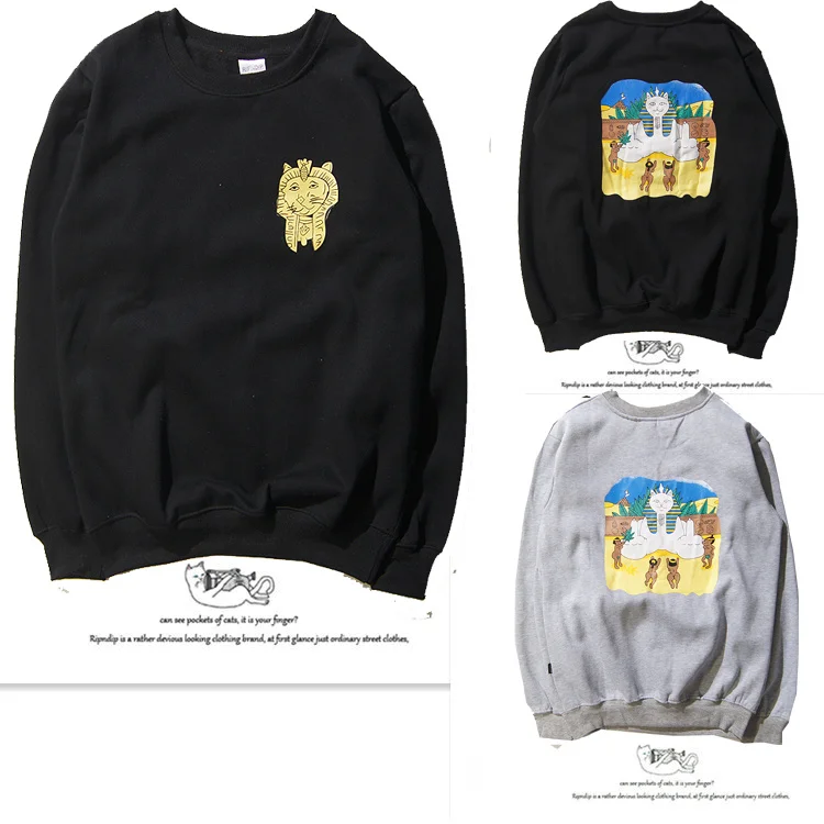 2016 Ripndip New Sweatshirts Men 1:1 High Quality Sweatshirt Pyramid Pharaoh Pocket Cat Thim Fashion | Мужская одежда