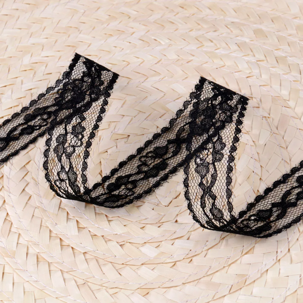 10 ярдов/партия красивая вышитая черно белая сетка кружевная отделка ткань