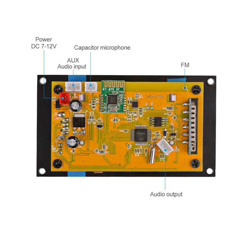 AIYIMA 12 в MP3 декодер lcd сенсорный экран Расшифровка Bluetooth аудио модуль поддержка FLAC FM радио AUX USB с лирикой дисплей