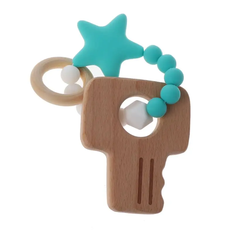Light Blue Детские силиконовые браслеты для кормления, прорезыватель, свободные жевательные бусины, прорезыватели, погремушки, игрушки, браслеты Монтессори - Цвет: Light Blue