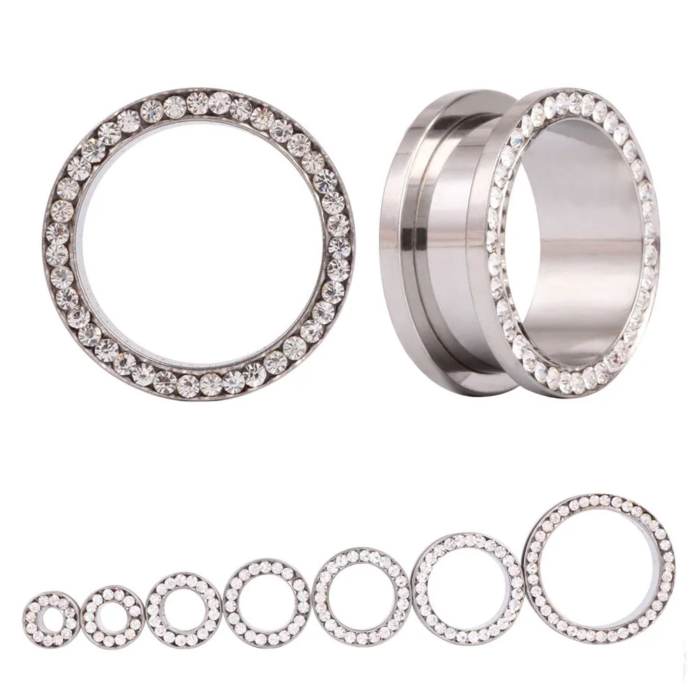 2 шт./лот туннель для ушей с кристаллами заглушки комплект растяжки ювелирных