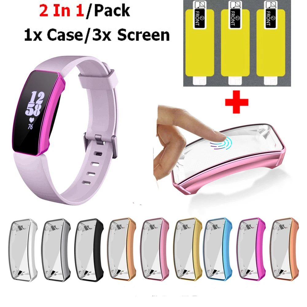 Защитный чехол 2 в 1 для Fitbit Inspire оболочка + пленка экрана ремешок браслета часов
