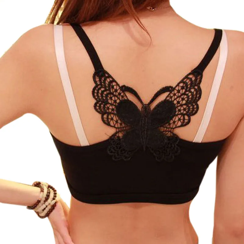 Нижнее белье женское черное белое с дышащей бабочкой|tops blusas|cropped femininosexy back |