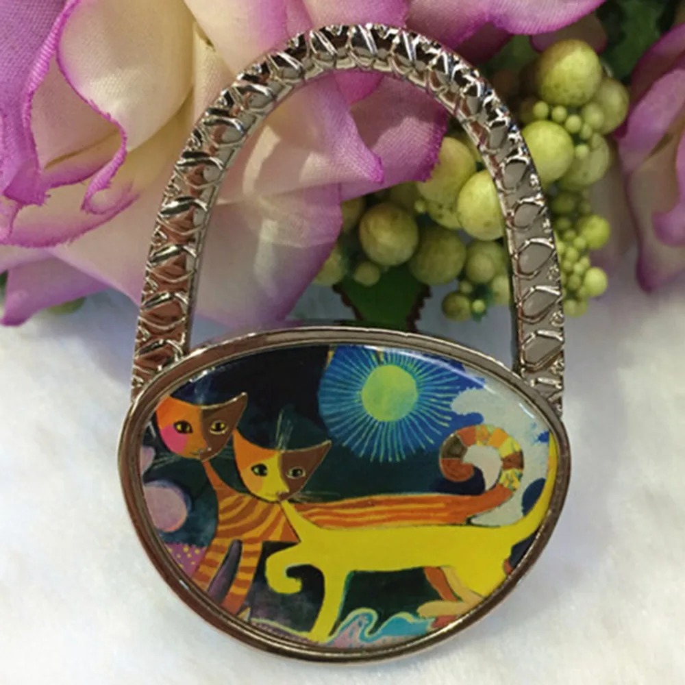 1PCS Cute Lovely Folding Foldable Cat Handbag Bag Purse Table Hook Hanger 65 x 45 mm Holder Black White Blue | Багаж и сумки