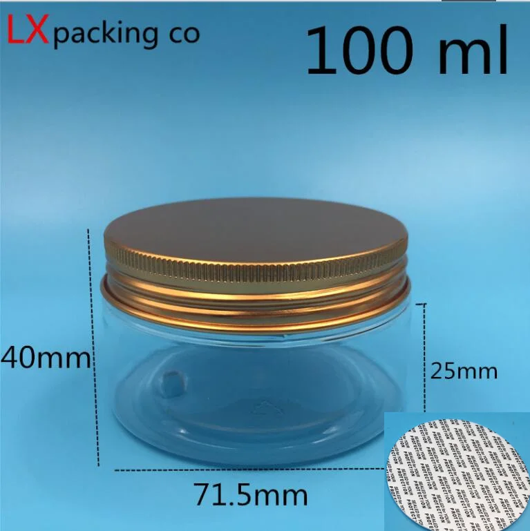 100 ml Rose gold lid 30 шт. прозрачные пластиковые пустые банки бутылки Роза Золотая алюминиевая Крышечка Прозрачный Крем для специй конфеты контейнер банка - Цвет: 100 ml Rose gold lid